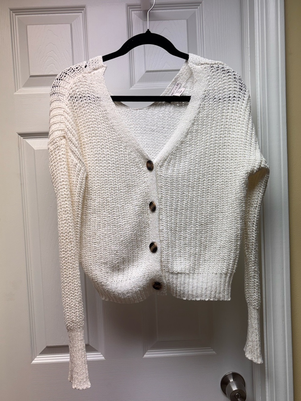 Sincerely Jules Cream Knit Button Front Cardigan | Size M | Cozy Chunky Sweater